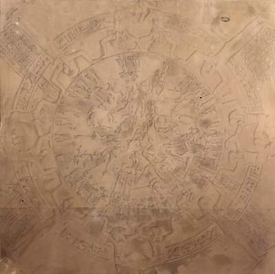 Astrological planisphere of the zodiac of Denderah, from the ceiling of the chapel at the Temple of Hathor, Denderah, Egypt, 1822 by Francois Chretien Gau